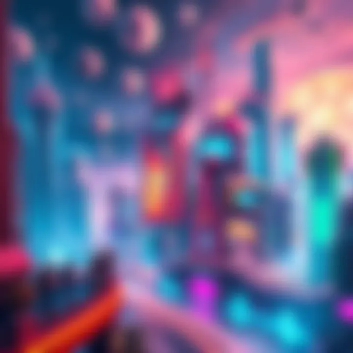 A colorful futuristic game landscape featuring vibrant cities and advanced technology, appealing to casual gamers.