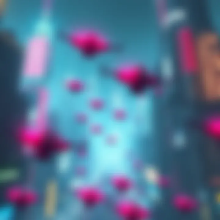 A scene depicting a cityscape filled with tall buildings, neon lights, and flying vehicles, showcasing a dystopian future