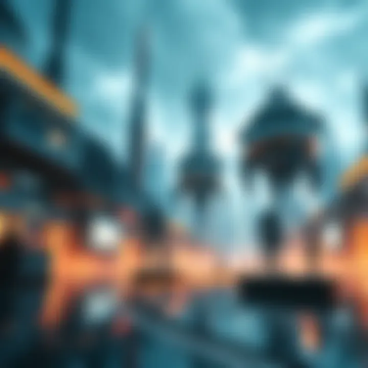 Futuristic Sci-Fi Game Scene A futuristic cityscape with advanced technology and robotic characters, reflecting a rich narrative