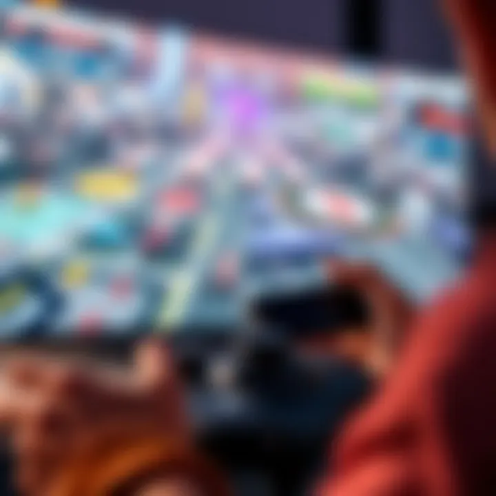 A close-up of a person playing a video game on an OLED screen, with visible blurriness in the graphics