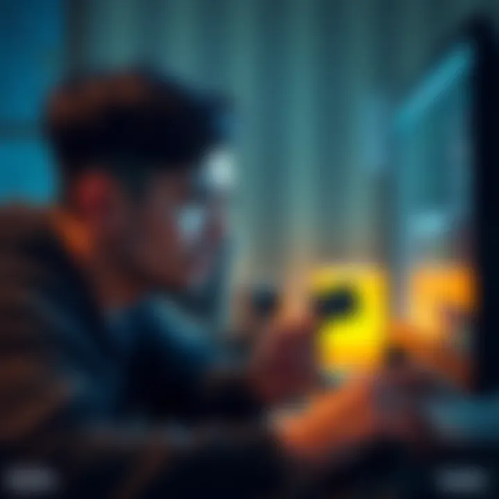 A frustrated person looking at their computer screen while holding a credit card, symbolizing challenges with G2A refund after an unauthorized purchase.