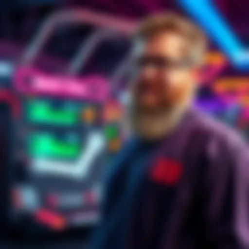 Gabe Newell standing next to a Steam Deck, showcasing his influence in gaming and technology investments