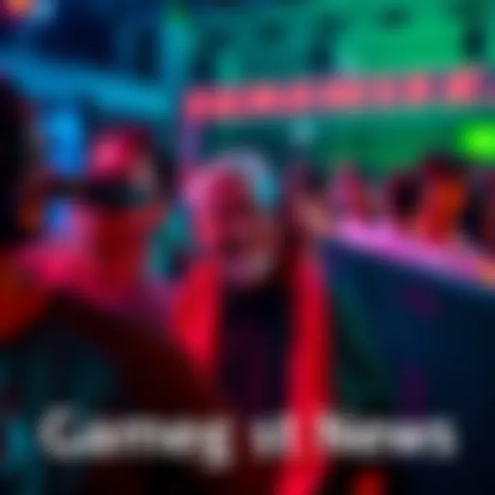 Gaben interacting with a diverse group of gamers at an event, showcasing their love for gaming and community connections.
