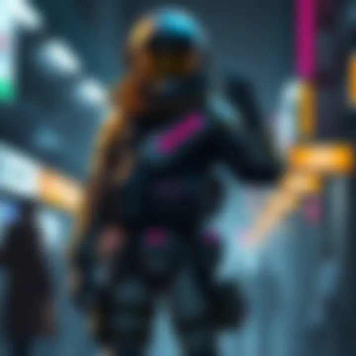 A character wearing a stylish operator outfit inspired by GachiaKuta, featuring a Harrier suit and Outsider greaves.