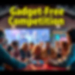 A group of people passionately discussing their favorite options in a lively gadget-free competition.