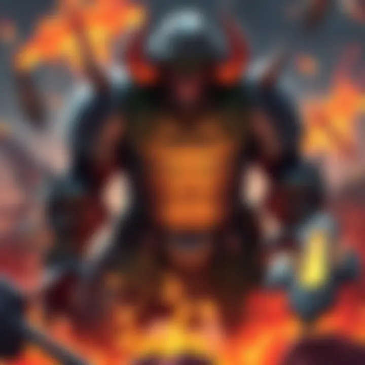 Gaius the Boss in Gaming A digital illustration of Gaius, a boss character in a game, showing an intimidating stance and fierce expression, surrounded by a chaotic battle scene.