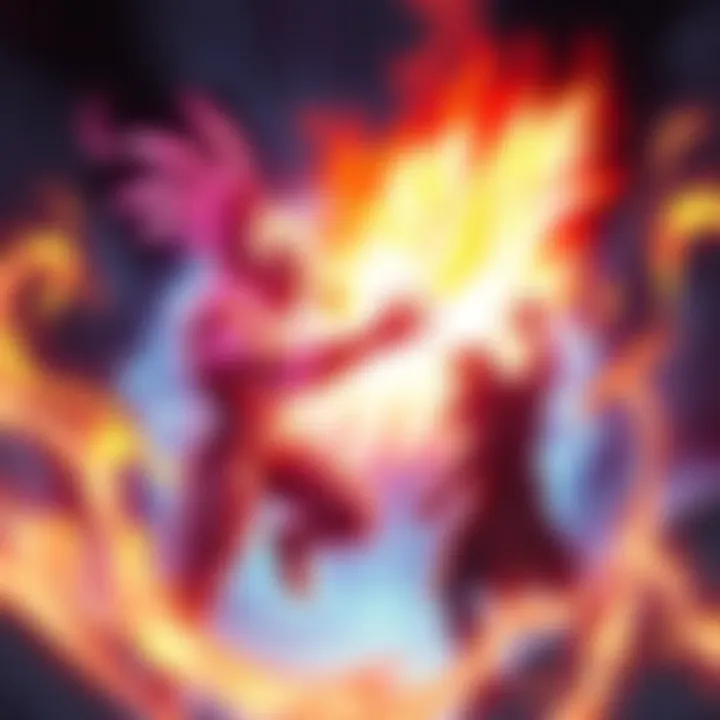 Galactus, a giant cosmic being, faces off against the fiery Phoenix Force, with energy swirling around them in a cosmic battle scenario.