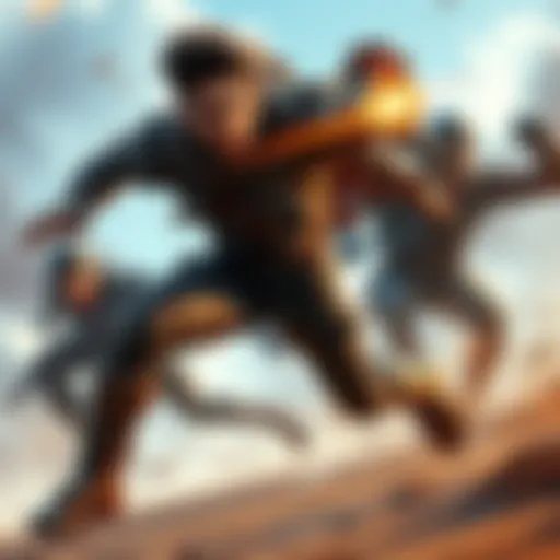 A character demonstrating the Gale Sprint move during a combat scenario, evading enemy attacks effectively.