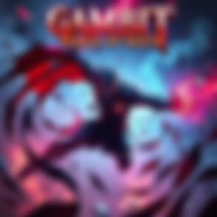 A dynamic scene from the Gambit Herald of Death animation featuring a hero in action with vibrant special effects.