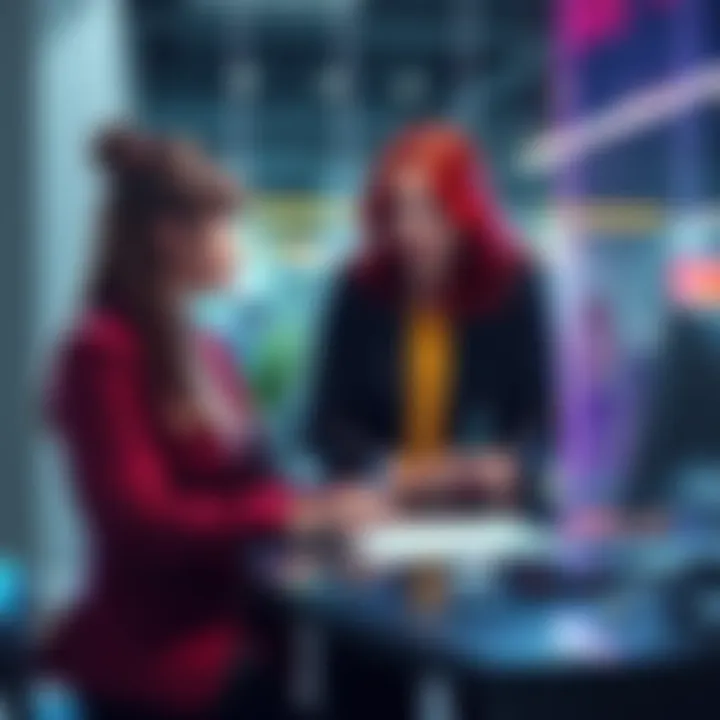 Alison Luhrs discussing Gambit play strategy with teammates