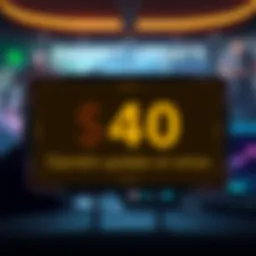 Gambit Update Price Tag A digital screen showing a $40 price tag for Bungie's Gambit update, with a background of gameplay graphics.