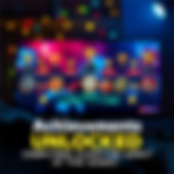 A player proudly showcasing their game achievements with trophies and completion badges on a screen.