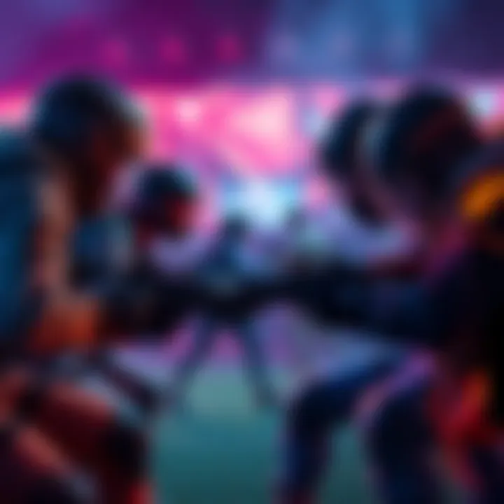 Players from the stabby crew engage in a 1v4 match, showcasing their skills in an intense gaming environment.