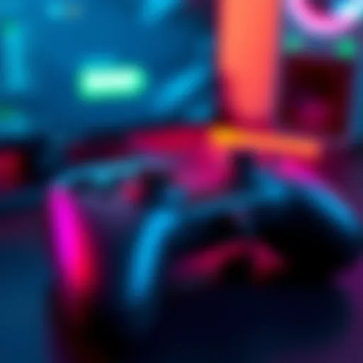 Close-up of a game controller plugged into a charging cable, showing low battery icon on screen