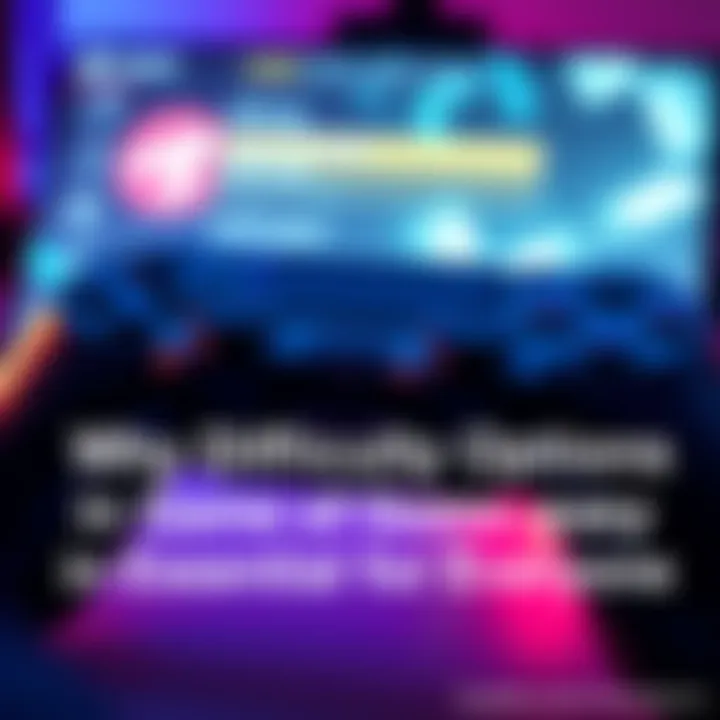 A close-up of a game controller displaying various difficulty options on a screen, highlighting accessibility in gaming.