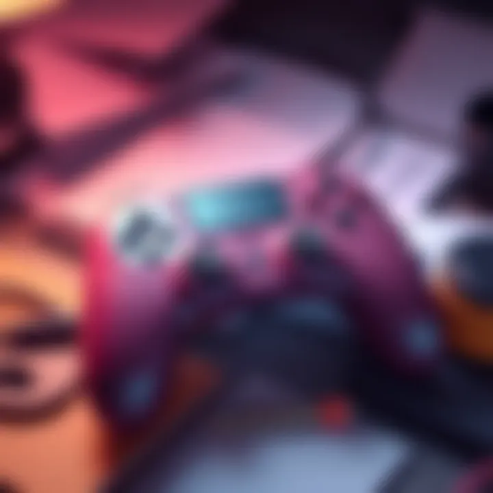 A game controller surrounded by notes and tips for new players