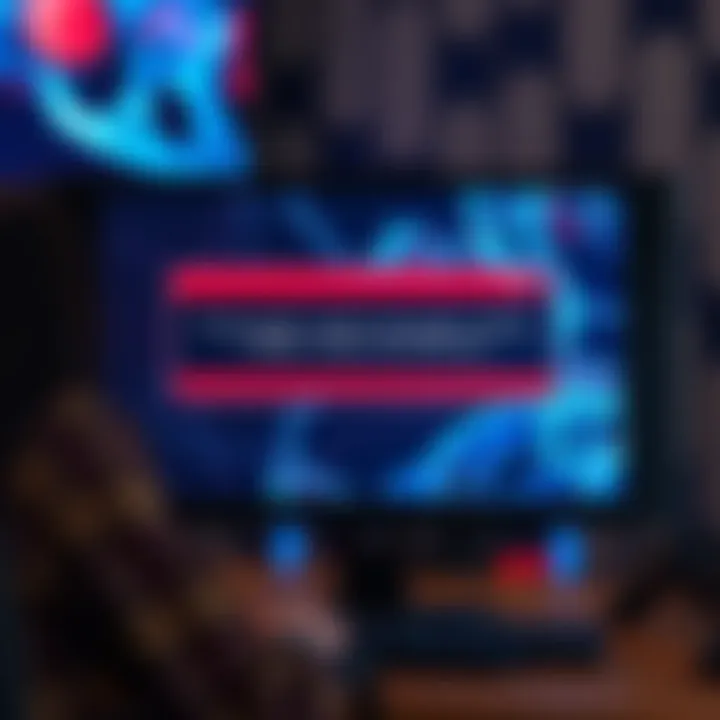 Game crash error message on screen A computer screen displaying a game crash error message with a frustrated player in the background