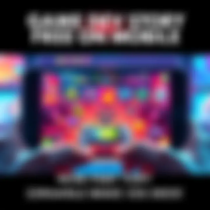 A screenshot of Game Dev Story showing a colorful game development interface with players managing a gaming company on a mobile device.