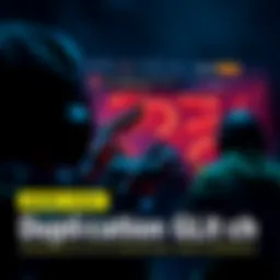 Screenshot showing players using a duplication glitch in a game, highlighting unfair loot gains, with a worried chat feed in the background