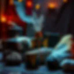 A collection of game gifts themed around Medieval Dynasty and similar games, featuring cozy items like plush toys and gaming accessories.