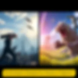 A side-by-side view of two game scenes showcasing different art styles and graphic quality.