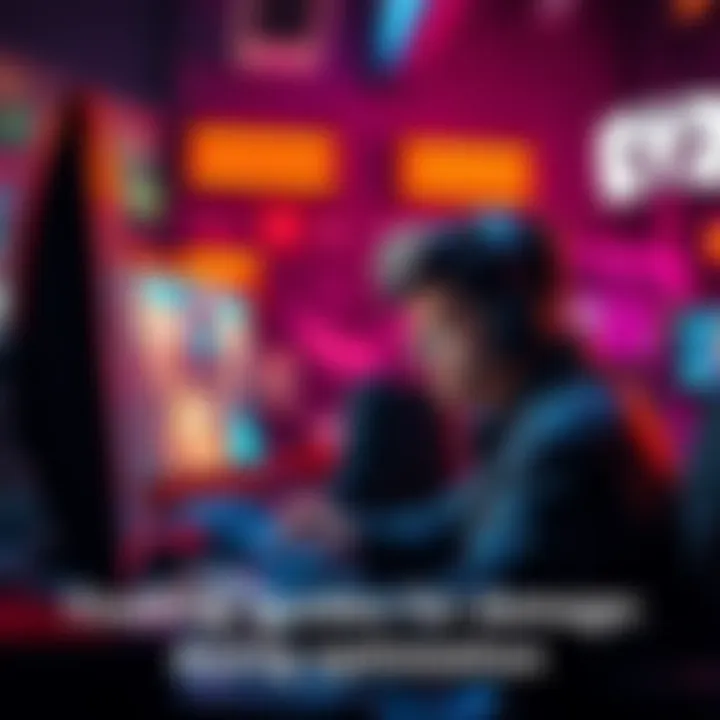 A player studying game guides on a computer screen, looking focused and determined to improve their damage output in a video game.