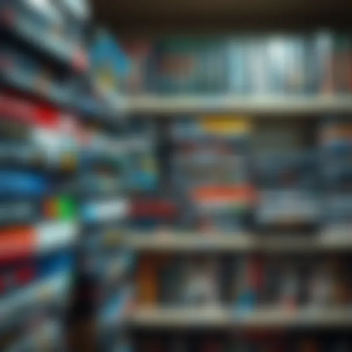 A colorful collection of video games stacked on a shelf, some still in their packaging, illustrating the concept of people buying games without completing them.