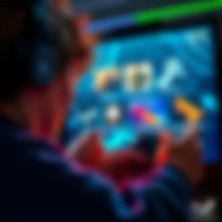 A gamer looking at different gaming platforms, illustrating the need to repurchase video games on Steam.