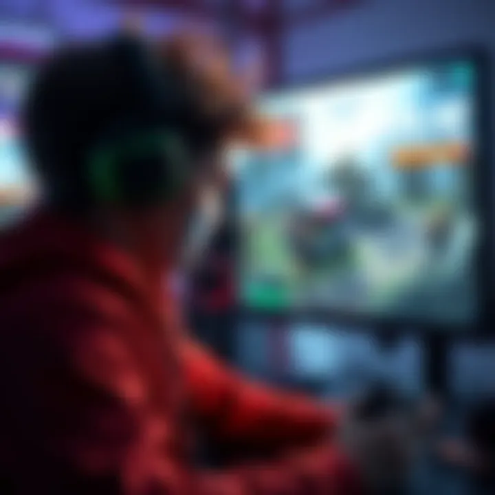 A visual representation of game mechanics changing, featuring a gamer looking at a screen showing removed features in a popular video game.