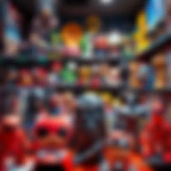 A variety of game figures and collectibles on display for purchase