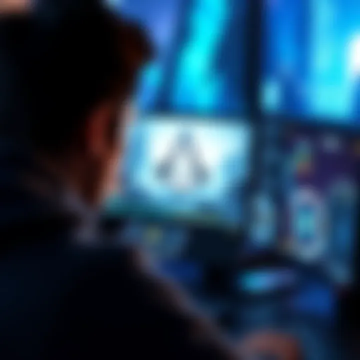 Person looking at a computer screen showing game progress in Assassin's Creed after canceling Ubisoft+