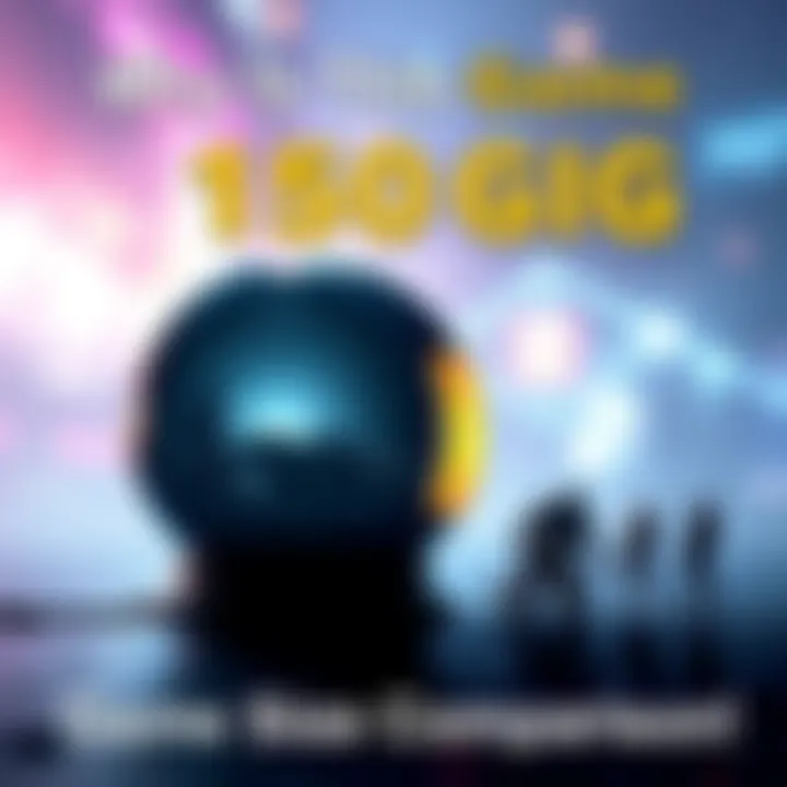 A visual comparison of game sizes, showing a large game icon alongside smaller ones, highlighting the significant difference in file sizes.