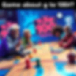 A colorful game board depicting characters considering life choices and aging, with playful elements representing longevity and reflections on time.