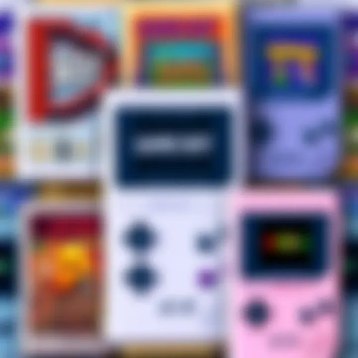 Collage of Game Boy games starting with letters D and E, featuring Double Dragon and Dr. Mario gameplay scenes