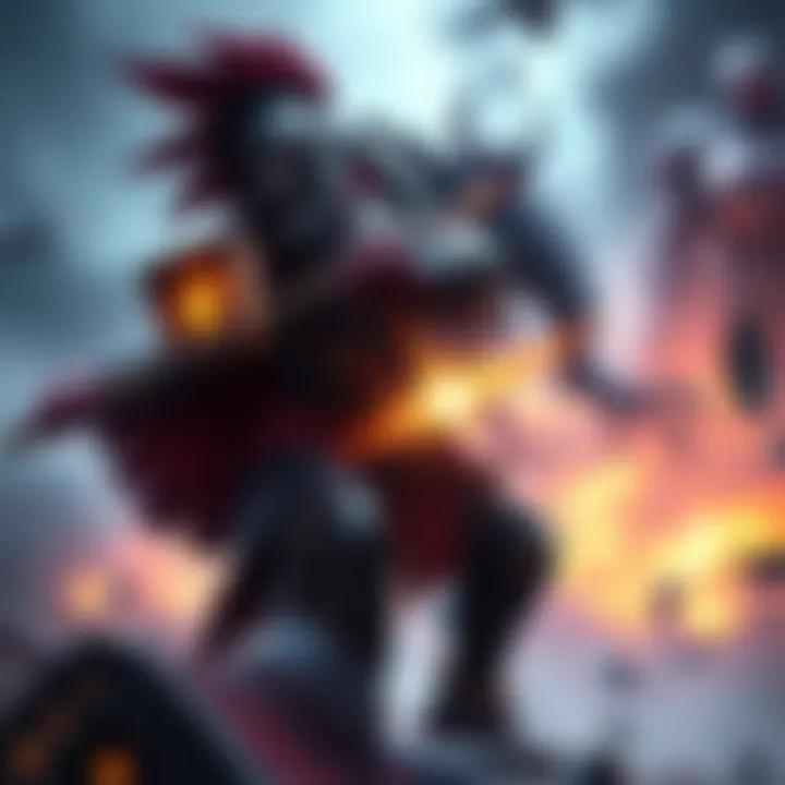 A strong character in armor battles a fierce enemy, showcasing strategic gameplay in an endgame setting.