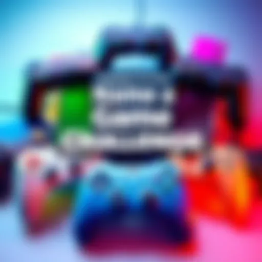 A colorful graphic showing a variety of video game controllers and consoles, encouraging people to share their favorite games.