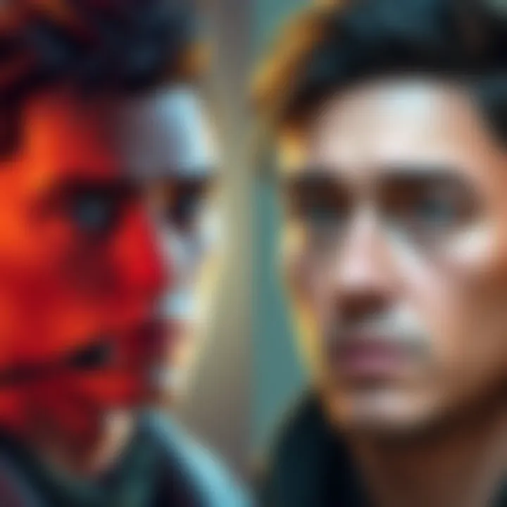 A player shows a screenshot of their game character, V, alongside a photo of themselves, highlighting facial features that may resemble each other.