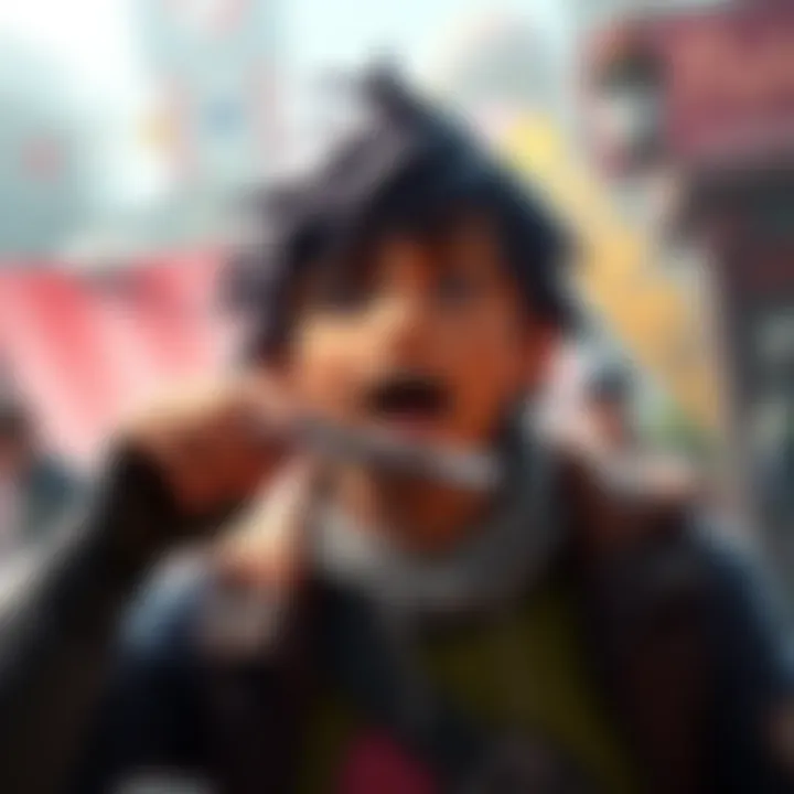 A game character expressing emotions through dialogue, showcasing impressive writing nuances in a vibrant game setting.