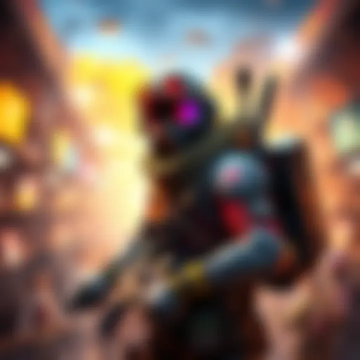 A character equipped with a full set of gear in an action-packed gaming scene, showcasing free kits and various items for gameplay.