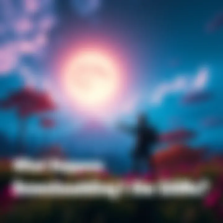 Game Character Hint A game character stands in a vibrant landscape, pointing towards a glowing object that suggests an important message.