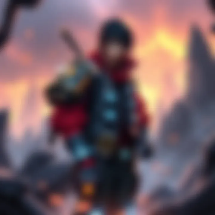 A player character standing confidently with glowing mods in a fantasy setting