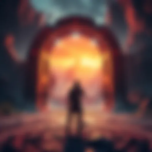 Game character exploring new content A game character standing in front of a portal to new areas, representing the return of old DLCs.