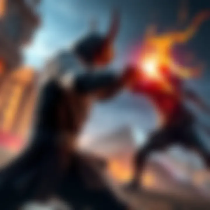 Game character parrying an attack A video game character performing a parry move against an enemy attack in a fantasy setting