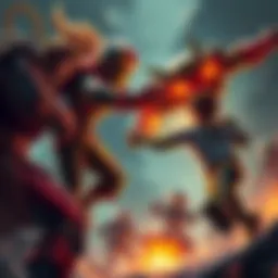 A heroic video game character reaching out to save a player from a menacing villain