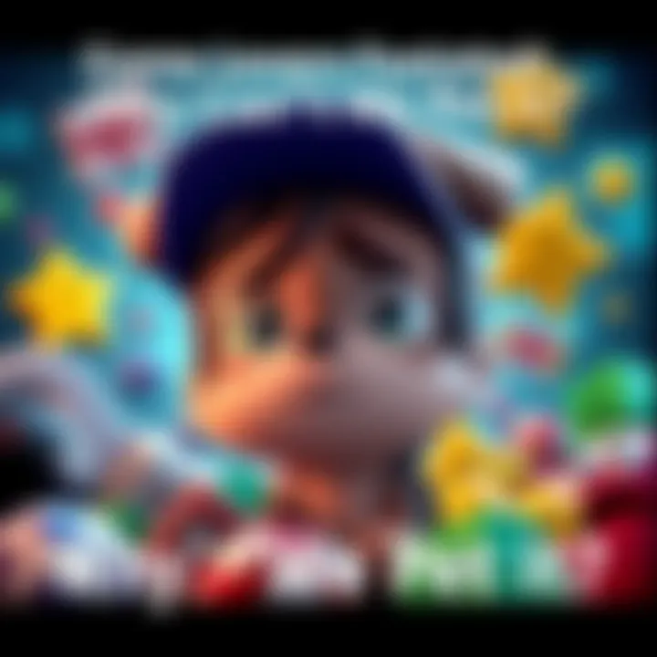 A cartoon game character with a sad expression, surrounded by colorful game elements, indicating frustration about not being able to be petted by players.