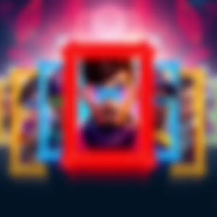 Diverse game characters displayed in colorful frames representing different styles