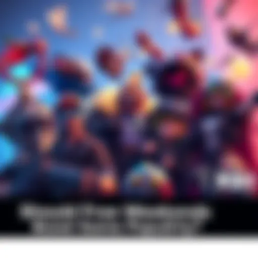 A group of diverse game characters having fun together during a free weekend event