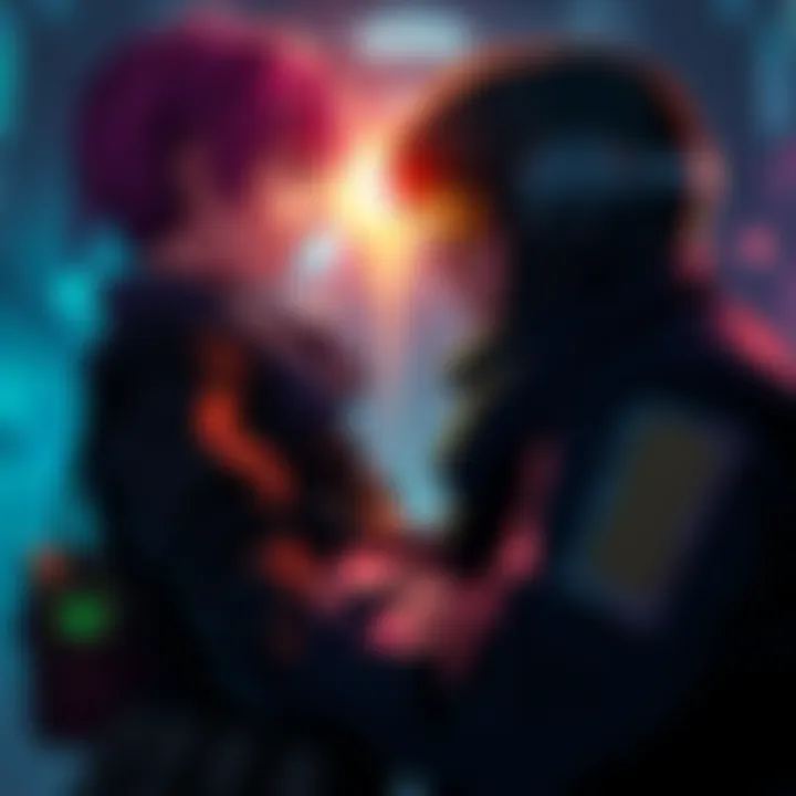 A scene showing two game characters connecting, reflecting romance and emotional depth in a video game setting