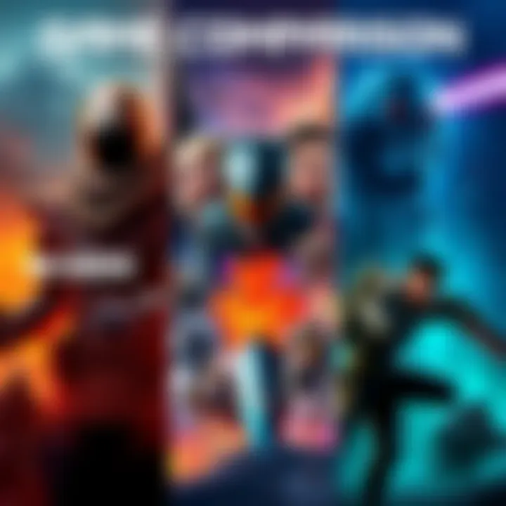 A vibrant collage of Arc Raiders, Marathon, and Hell Divers 2 with game elements and characters, showcasing their unique styles and themes.