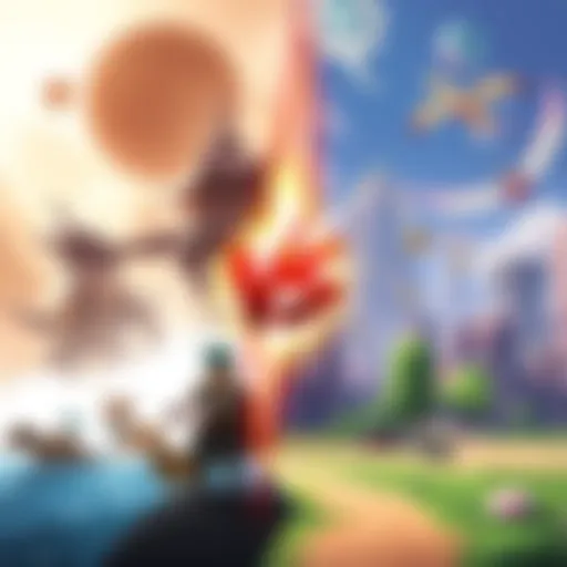 A split image showing scenes from SIB Crimson Desert on one side and Pokopia on the other, highlighting their unique gameplay styles and environments.